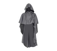 MotiveTech Mantello da Cavaliere Medievale con Cappuccio per Halloween E Cosplay Costume da Strega Morbido E Comodo per Feste in Maschera E Performance, Grigio