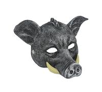 MotiveTech Maschera da Cinghiale Copriviso di Animale Testa di Maiale Accessorio per Costume Realizzata in Materiale PU Leggero Adatta per Halloween Feste a Tema, Nero