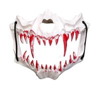 MotiveTech Maschera di Halloween da Tigre Spaventosa Mezza Maschera per Il Viso Accessorio per Costume da Scheletro Orrore Realizzata in PP Adatta per Feste Cosp, Bianco