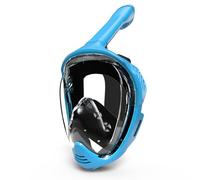 MotiveTech Maschera Subacquea Integrale Snorkeling Maschera Facciale Completa Occhiali Immersione Boccaglio Secco Lenti PC Panoramiche Silicone Morbido Design, Blu, S Bambini 6-12 Anni