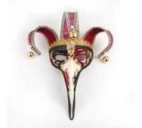 MotiveTech Maschera Veneziana con Sonagli Dorata Maschera con Becco Elegante Mascherata per Cosplayer, Carnevale, Rappresentazione, Rosso