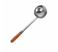 MotiveTech Mestolo in Acciaio Inox Antiruggine Cucchiaione da Chef a Manico Lungo Durevole Cucchiaione con Manico Lungo per Cucina Professionale, Ristorante, 8 Liang, Manico+Legno+Lucido