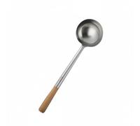 MotiveTech Mestolo in Acciaio Inox Antiruggine Cucchiaione da Chef a Manico Lungo Durevole Cucchiaione con Manico Lungo per Cucina Professionale, Ristorante, 10 Liang, Manico+Legno+304