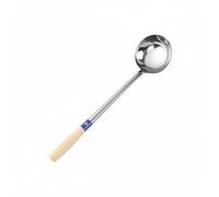 MotiveTech Mestolo in Acciaio Inox Antiruggine Cucchiaione da Chef a Manico Lungo Durevole Cucchiaione con Manico Lungo per Cucina Professionale, Ristorante, 10 Liang, Manico In Legno