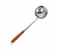 MotiveTech Mestolo in Acciaio Inox Antiruggine Cucchiaione da Chef a Manico Lungo Durevole Cucchiaione con Manico Lungo per Cucina Professionale, Ristorante, 10 Liang, Manico+Legno+Lucido
