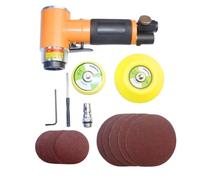 MotiveTech Mini Levigatrice Pneumatica Pneumatica Ergonomica Smerigliatrice Angolare Resistente All'ura Lucidatrice, Arancione, 2 Cuscinetti 10 Carta Vetrata