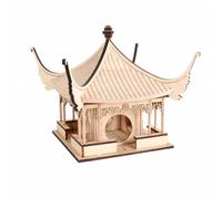 MotiveTech Modello di Padiglione Cinese in Legno Dettagliato Modello Architettonico con Base Poligonale Artistico Oggetto Decorativo per Casa, Mensola, Vetrina, Stile A