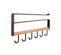 MotiveTech oggetti con Asta in Legno e Ganci Salvaspazio Organizer Multiuso sotto Armadio Compatto per Organizzazione Utensili,