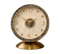 MotiveTech Orologio da Tavolo con Cornice in Madreperla Elegante Orologio con Quadrante Cavo Termsistente e Base a Piedistallo per Ufficio, Mensola, Stile A