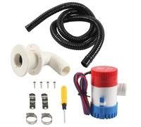 MotiveTech Pompa di Sentina per Barca Set Pompa, 11 Pezzi Con Gomito Bianco, Pompa Di Sentina, Tubo Corrugato Nero E Accessori
