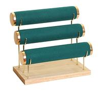 MotiveTech Porta Gioielli Supporto Espositore Gioielli Braccialetti Collane Organizer Tre Strati Ferro Legno Velluto Design Moderno Adatto a Ragazze Camera, Verde