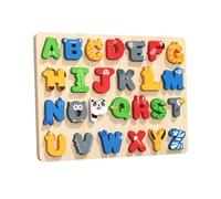 MotiveTech Puzzle in Legno con Alfabeto, Blocchi da Costruzione, Giocattolo per L'apprendimento Dell'alfabeto per La Casa E L'auto