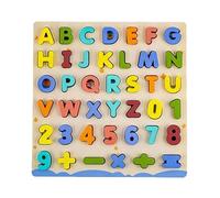 MotiveTech Puzzle in Legno con Lettere E Numeri per Bambini E Bambine. Lavagna Didattica per Bambini E Adolescenti.