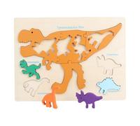MotiveTech Puzzle in Legno Gioco di Incastri Set Prescolare E Tavola da Gioco Giocattolo Educativo per Il Riconoscimento delle Forme Adatto per Bambini, Dinosauro