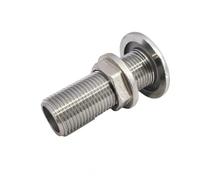 MotiveTech Raccordo Attraversoscafo con Flangia e Contro Robusto Raccordo di Drenaggio Nautico in Acciaio Inox Universale Connettore Passascafo, 1-1/4 Pollici