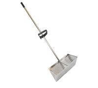 MotiveTech Rastrello con Manico Lungo Portatile | Smontabile, Perforato, Rastrello con Cestino, per Battigia, Acciaio Inox