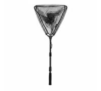 MotiveTech Rete da Pesca Pieghevole Rete Atterraggio Guadino Triangolare Manico Telescopico Design Compatto Richiudibile in Lega di Alluminio con Maglia, Nero, Nero, 1.1M