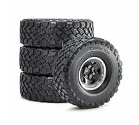 MotiveTech Ruote E Pneumatici Rc Crawler Set Completo Cerchi in Metallo Pneumatici in Gomma Profilo Largo Presa Elevata Peso Aggiuntivo Centro di gravità, Nero