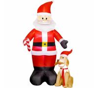MotiveTech Santa Gonfiabile con Cane Facile da Instre Santa Gonfiabile Resistente al Soffio per Giardino