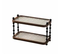 MotiveTech Scaffale a 2 Ripiani in Legno Stile Retrò Mensola da Appoggio in Legno Elegante Scaffale da Scrivania a 2 Ripiani per Toeletta, Cucina, Bagno, L