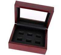 MotiveTech Scatola Espositiva Anello Cassetta Campionati Anelli Box Gioielli Legno Massello con Elegante Pelle E Vetro Custodia Esposizione Adatta a Sportivi ESP, Vino Rosso 6 Fori