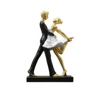 MotiveTech Scultura di Danza a Due Persone Elegante Figurina di Danza da Esposizione Minimalista Ornamento da Tavolo con Ballerina per Soggiorno, Scrivania, Oro