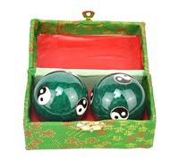 MotiveTech Set di 2 Palline per Esercizi Manuali con Custodia - Palline Baoding per Diverse età, Verde pettegolezzo
