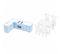 MotiveTech Set e Sala da Pranzo in Miniatura 1:12 Robusto Kit in Miniatura con Sedie e Accessori Compatto per Bambini, Gioco Immaginativo,