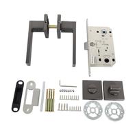 MotiveTech Set Maniglia con Scudetto Minimalista Serratura Magnetica con Pomolo Resistente per Bagno, Grigio Canna Di Fucile
