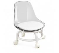 MotiveTech Sgabello con Rotelle Imbottito | Ergonomico, Sgabello con Schienale in Acrilico, Leggero, Mini Sedile Rotelle, per Lavori Manuali, Cura individuo, Bianco