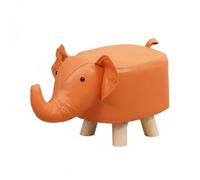 MotiveTech Sgabello Pachiderma Imbottito Gambe in Legno Massello Sgabello a Forma di Animale Seduta Imbottita Sedia Bassa per Bambini per Cameretta, Soggiorno, Arancione, Elephant Tech