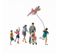 MotiveTech Spring Scene Figurine Miniatura Scena Primaverile Figurine Personcine Modello Resina Kite Volante Decorazione in Resina con Blocco di Fissaggio Adatta