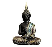 MotiveTech Statua Antica del Buddha della Tailandia Che Si Siede Figurine Home Office Desktop Decor, Nero, Piccolo