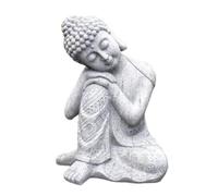 MotiveTech Statua Antica del Buddha della Tailandia Che Si Siede Figurine Home Office Desktop Decor, Grigio, Medio