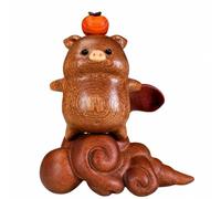 MotiveTech Statuetta di Maiale Alato Base a Cumulo Lucido Figurina in Legno con Maiale con Struttura Alare Elegante Miniatura di in Legno per Casa