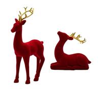 MotiveTech Statuine, Decorazioni Natalizie, Statue di Cervi E Sculture di Alci in Piedi per Scaffali, Scrivanie, Uffici E Case, Rosso