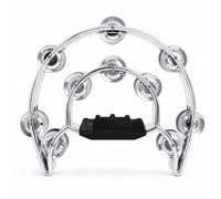 MotiveTech Tamburello a Doppia Serie Ergonomico Tamburello a Mezzaluna Leggero Percussione per Palco, Scuola, Argento