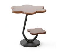 MotiveTech Tavolino da Divano Base Tonda Compatto Mobile per Vicino Al Letto, Noce