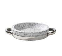 MotiveTech Teglia in Pietra Resistente Alle Alte Temperature Piastra con Manici Robusta Padella in Pietra con Manici per Cucina Orientale, Diametro 22 Cm, Altezza 4 Cm, Teglia Bassa