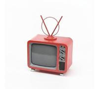 MotiveTech Televisore Vintage con Antenna Nostalgico Mini TV Retrò Classico Soprammobile per Vetrina, 076 Red