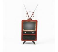 MotiveTech Televisore Vintage con Antenna Nostalgico Mini TV Retrò Classico Soprammobile per Vetrina, 220 Red