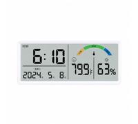 MotiveTech Termometro e Igrometro Compatto Orologio Digitale con Igrometro Chiaro Orologio da Tavolo con Termometro per Scrivania, Nero, Moderno
