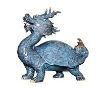 MotiveTech Testuggine Drago in Rame Resistente | Fusione a perduta, Statuetta con Dettagli Dorati, Singolo, Mini Statua di testuggine Drago, per Studio, Ufficio, L