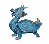 MotiveTech Testuggine Drago in Rame Resistente | Fusione a perduta, Statuetta con Dettagli Dorati, Singolo, Mini Statua di testuggine Drago, per Studio, Ufficio, S
