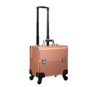 MotiveTech Trolley Make Up Rigido Valigia con Serrature Professionale Beauty Case da per Truccatori, Salone, Oro, Oro Champagne