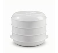 MotiveTech Vaporiera da Microonde Sovrapponibili Vaporiera con Coperchio Pratico Contenitore per Single, Cucina, L, 3 Layer