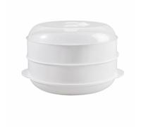MotiveTech Vaporiera da Microonde Sovrapponibili Vaporiera con Coperchio Pratico Contenitore per Single, Cucina, M, 2 Layer