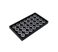 MotiveTech Vassoio con 28 Scomparti in Metallo Vassoio Espositore con Scomparti Professionale per Gioielleria, Argento