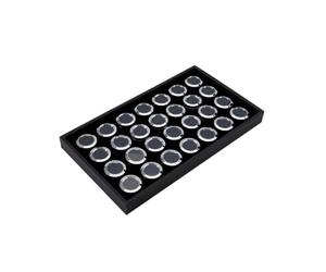 MotiveTech Vassoio con 28 Scomparti in Metallo Vassoio Espositore con Scomparti Professionale per Gioielleria, Argento