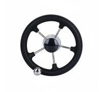 MotiveTech Volante Nautico Barca Timone Ruota Comando con per E Presa Ammortizzata Acciaio Inox E PU Scafi da Yacht Gommone Crociera Attracco